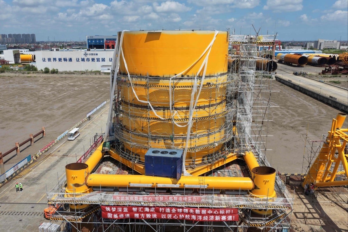 An underwater data centre being developed by Chinese maritime technology company Highlander is seen under construction at a shipyard in Nantong, in China's eastern Jiangsu province, on September 11, 2025